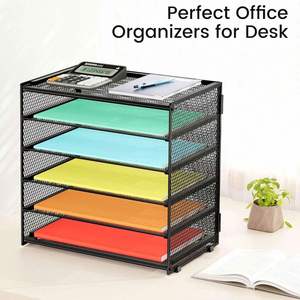 Mesh Paper <b>Organizer</b> Storage for Desk Accessories Workspace <b>Organizers</b> 6 Tier Letter Tray Desk <b>File</b> Organization for Office - Product Image 6