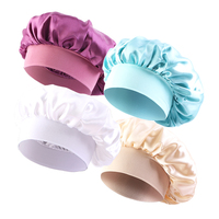 Meilleure vente 4 pièces/ensemble Bonnets pour cheveux en satin avec large bande extensible Bonnets pour soins capillaires pour femmes
