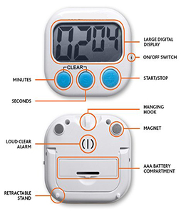 Minuteur de cuisine numérique intelligent à affichage LCD avec aimant puissant, compte à rebours jusqu'à 90 minutes, piles AAA incluses, idéal pour la cuisson, la pâtisserie, les sports et les jeux. - Product Image 5