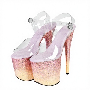 Scarpe <span class=keywords><strong>con</strong></span> <span class=keywords><strong>Tacco</strong></span> a Spillo Sexy in Acciaio, 20cm, Colore Sfumato <span class=keywords><strong>con</strong></span> Glitter, Punta Aperta, Lacci Frontali, Cerniera Laterale, Alta Qualità e Comfort - Product Image 5