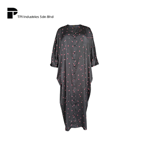 Robe longue en satin noire de marque malaisienne traditionnelle, mode musulmane modeste, à manches longues pour femmes, élégante pour le quotidien et le bureau - Product Image 1