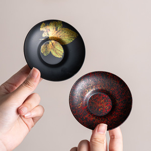 Luxury Retro Lacquer <b>Teacup</b> Coaster, Heat Insulated Iron Chinese <b>Teacup</b> Holder, Luxury Kung Fu Tea Set Accessories - Product Image 1