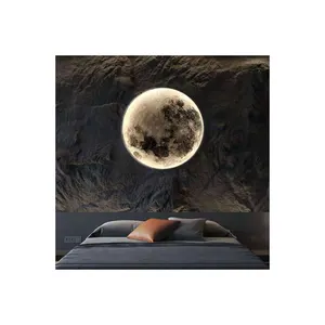 Moon bedroom background wall bedside modern luxury moon creative mural living room minimalist decorative wall lamp