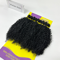 Extensions de Cheveux Synthétiques en Fibre Brésilienne, Perruque Sans Nœuds, Cheveux Premium Bio Organiques en Fibre Protéinée, Tissage Ondulé Profond