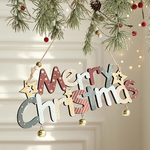 Offre Spéciale élégant joyeux noël en bois suspendu signe <span class=keywords><strong>lettre</strong></span> festive noël Figurine et jouet décoration - Product Image 1