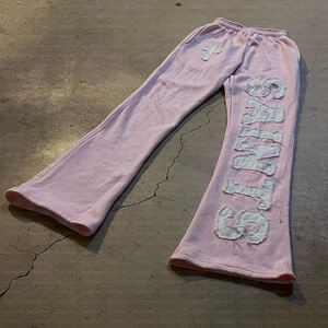 Pantalon de survêtement en toile Hip Hop pour hommes personnalisé 100% coton lourd vieilli pour ourlet évasé - Product Image 6