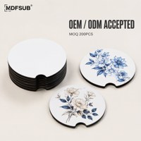 Supports de tasses de voiture vierges pour sublimation 70mm en MDF, logo personnalisé, certifiés CARB P2 REACH EN 71, OEM ODM MDFSUB