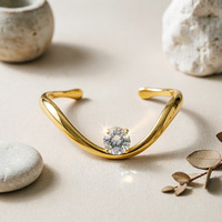 Bracelet jonc minimaliste en acier inoxydable plaqué or 18 carats, torsadé ondulé, avec zircon, ajustable, unisexe, pour anniversaire