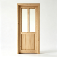 Porte intérieure en verre en pin massif de style campagnard, porte en bois brut naturel pour la décoration de maison de vacances