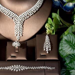 สร้อยคอหางปลาประดับอัญมณีมีกลีบดอกไม้ชุด4ชิ้นเซอร์คอนสำหรับงานปาร์ตี้ S-247 - Product Image 3