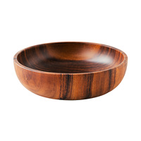 Grand bol japonais rétro de luxe léger en bois d'acacia, style vintage, pour salade, soupe, nouilles, bassin en teck, très grande capacité pour banquets