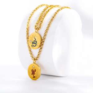 Stainless Steel 18k PVD Gold Plated Animal Pendant Necklace Hand-painted Drop <strong>Oil</strong> Pattern Fashion Jewelry Women - Product Image 4