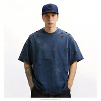 T-shirt graphique noir délavé pour homme, coupe ample, style vintage, effet usé, streetwear Y2K, rétro