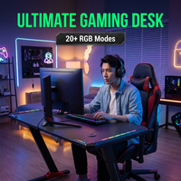 Bureau d'ordinateur ergonomique AOR pour cybercafé et esports, avec effets RGB multiples, panneau de qualité E0, vente en gros usine