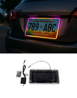 Luz LED para Matrícula con Bluetooth y APP, Estándar Estadounidense para Autos Americanos, Modos Dinámicos Multicolor RGB, Conexión Plug & Play, Resistente al Agua IP65