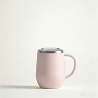 Tasse en forme d'oeuf de 12oz avec poignée Tasse isolée à double paroi avec couvercle Tasses à vin en acier inoxydable