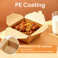 Boîte en papier kraft jetable et compostable, sac biodégradable en bagasse, conteneur alimentaire pour poulet et frites, boîte en papier