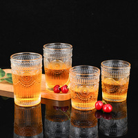 Ciaell Lot de 12 verres à boire modernes robustes gaufrés 14 oz, ensemble texturé rayé, compatibles lave-vaisselle pour jus, boissons et bière