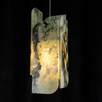 Luminaire suspendu moderne de luxe en marbre pour restaurant, design vert émeraude, lampe suspendue en pierre naturelle pour îlot de cuisine, bar