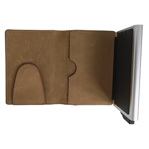 Tarjetero de Aluminio Cardhoda con Forro de Cuero Genuino, Cartera Plegable Delgada, Diseño Minimalista Unisex, Tamaño Corto - Product Image 4