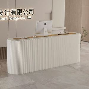 Nuevo Mostrador de Recepción Plegable Portátil en Forma de Arco Circular Blanco, Hecho de Papel, para Oficina y Exposiciones - Product Image 2