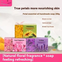 Sabun Minyak Esensial Kelopak Bunga Alami Organik 200g Buatan Tangan Mawar Cherry Blossom Lavender Anti Jerawat Pemutih Vegan untuk Mandi