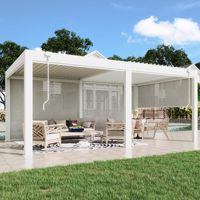 Pergola Anyhoo moderne 3x4 4x4 avec toit rétractable, structure en aluminium, éclairage LED pour jardin, balcon, terrasse, protection contre les intempéries