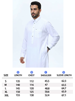 Vente en gros de robes arabes pour hommes, style classique, manches longues, thawb qatari, abaya, vêtements islamiques traditionnels pour la tenue quotidienne