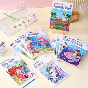 जादू ड्राइंग डूडल किताब बच्चों के लिए 6-रंग वाटरकलर पेंटिंग पेपर 12x19 सेमी 12 पेज प्रति थीम - Product Image 2