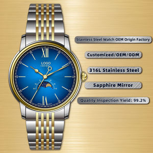 Montre à quartz pour hommes en acier inoxydable de haute qualité, fabricant OEM, personnalisée, cadran en demi-lune, étanche à la mode au quotidien - Product Image 2