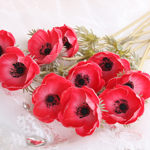 Belle fabrication en Chine de fleurs de soie de coquelicot réel et tactile pour la décoration de la maison d'Halloween - Product Image 1