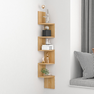 DELFOY Lot de 3 étagères d'angle murales en bois rustique à bords arrondis, étagères flottantes pour décoration d'intérieur pour chambre à coucher