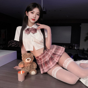 Lemon Story Sweet Bow <b>Top</b> Short Skirt Student JK Uniform Set Women Sexy Costume Role Play - Product Image 4