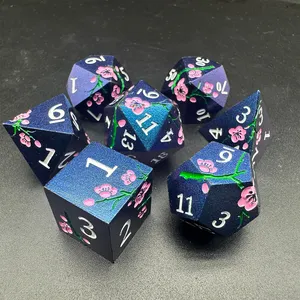 New Style Polyhedral Metal DND Dice Bulk Custom Metal Dice DnD Plum Blossom Metal Flower Dice Set D D For RPG Games Red