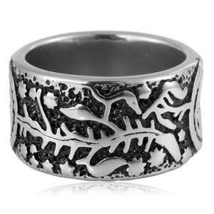 yunnique Men's Gold Tone <b>Titanium</b> Steel <b>Ring</b> Sun Moon Star Vine Pattern Wedding Band Gift Jewelry - Product Image 3
