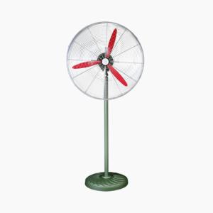 Ventilador de Pedestal Industrial de Aluminio Rojo de 20/26/30 Pulgadas con Base Verde Explosivo, Ventilador Industrial de Metal para Taller - Product Image 1