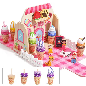 Ensemble de jeu de boutique de crème glacée en bois, nourriture factice et accessoires de cuisine avec étui de transport pour les enfants de plus de 3 <span class=keywords><strong>ans</strong></span>, pour les garçons et les filles - Product Image 3