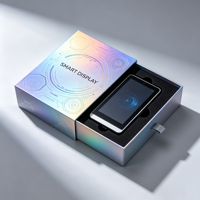 Boîte à ouverture latérale avec impression laser irisée et insert en mousse noire pour écran intelligent, cadeau électronique haut de gamme