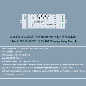 Tuya thông minh mô-đun chuyển đổi 7-32V 2CH <span class=keywords><strong>RF</strong></span> điều khiển từ xa Wifi tiếp sức hoạt động Alexa Google nhà cho hệ thống nhà thông minh 5V 12V 24V 32V - Product Image 3