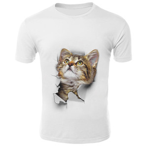 Cute Bear 3D Printed Plus Size Knitted T-<strong>Shirt</strong> for <strong>Men</strong> <strong>White</strong> Cartoon Animal Design Breathable <strong>Short</strong> <strong>Sleeve</strong> Casual Tops - Product Image 5