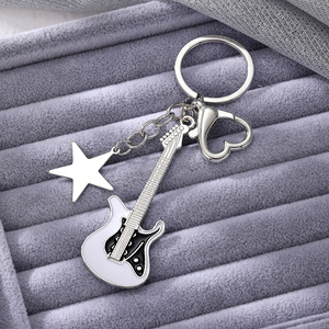 Colorful Guitar Keychain With <b>Star</b> Charm Zinc Alloy Portable <b>Key</b> Accessory For Car Bag Gift - Product Image 4