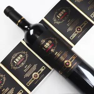 Etiqueta de garrafa de vinho tinto personalizada em PVC transparente prateado dourado e prateado