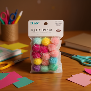 Ilan Bolita Pompon 2.5cm Colore Macaron 15 Pezzi Materiali per Artigianato - Product Image 2