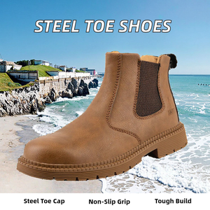 Chaussures de sécurité robustes pour hommes, fabriquées en usine, avec embout en acier, tige en microfibre imperméable et antidérapante, et semelle en caoutchouc. - Product Image 4