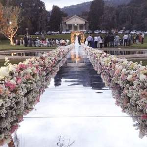 Fournitures de concert miroir cadre en métal doré événement verre trempé plate-forme de scène de mariage ronde - Product Image 3