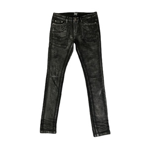 DENIMGUYS Jeans personnalisés avec peinture argentée à effet feuille, style graffiti rétro, délavage acide, style punk Y2K, jeans pour hommes - Product Image 1