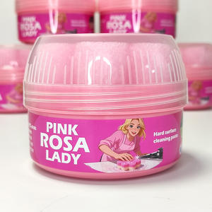 Pâte nettoyante rose en matériau naturel ECO pour le nettoyage des taches d'huile de cuisine avec <span class=keywords><strong>éponge</strong></span> dure, visage souriant et parfum de rose - Product Image 1