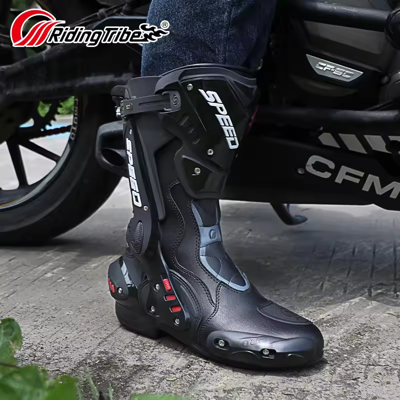 Motorcycle Riding Shoes B1008: High-Top Men's Cycling Boots for