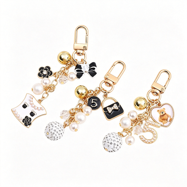 Luxury High-End DIY Jewelry Accessories, Pearl Bow Bag Pendant, Earphone Case & Keychain Hanging Ornament Chain for Women