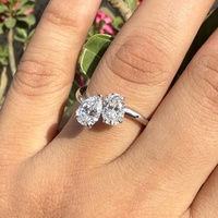 Bague de Fiançailles Toi et Moi en Argent 925 avec Moissanite VVS et Diamant de Laboratoire, Tailles Poire, Émeraude, Cœur, Princesse, Double Pierre et Pierre de Naissance